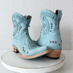 Lane COSSETTE Womens Cowboy Bootie 7.5 Blue Cowgirl Western Short Ankle Boots